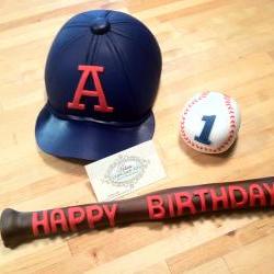 Fondant Baseball Hat, Baseball, Bat, Perfect for Birthdays, Any baseball lover